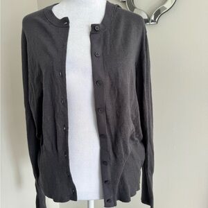 Calvin Klein Men's Button-Front Crewneck Cardigan - Charcoal Gray